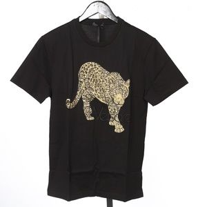 Versace NWT Black Embroidered Leopard T-Shirt 3XL